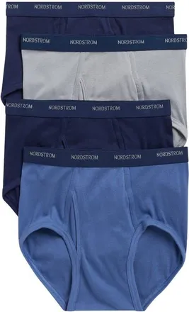 Nordstrom 4-Pack Supima Cotton Briefs in Blue Bijou Multi at Nordstrom, Size 32