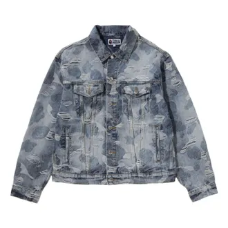 A Bathing Ape Solid Camo Jacquard Denim Trucker Jacket Blue 0ZXLJM305401RBLX