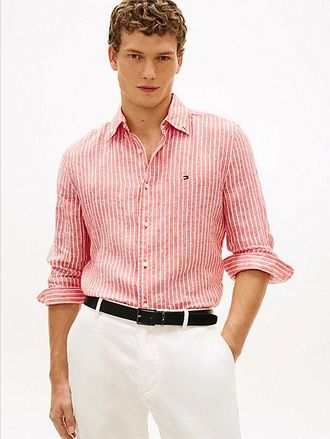 Tommy Hilfiger Regular Fit Bengal Stripe Pure Linen Shirt