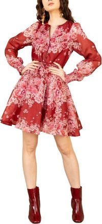 Hale Bob Hale Bob Long Sleeve Violeta Silk & Linen-Blend Mini Dress
