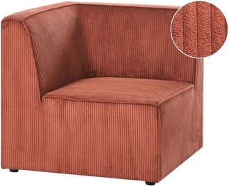 Beliani Corner Section Dark Red Corduroy 1-Seat Jumbo Cord Left Hand Sofa Module Modern Single-Seat LEMVIG