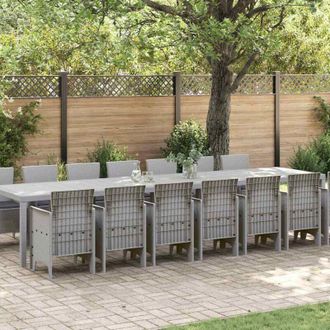 vidaXL Garden Dining Set 15 pcs Light Grey Polt rattan Vidaxl