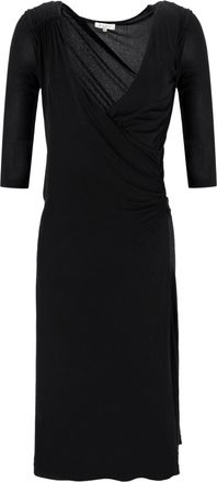 Etro Etro jurk met plooien en overslaglook in zwarte viscose