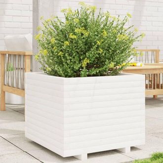 vidaXL Jardinera Madera Maciza De Pino Blanco 60x60x49,5 Cm Vidaxl