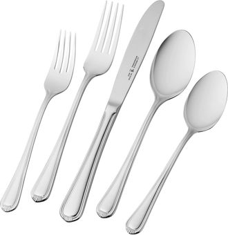 J.A. Henckels International Alcea Flatware Set, 65-Piece, Silver