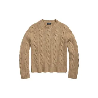 Polo Ralph Lauren Twisted Wool and Cashmere Jumper - female - Polo Ralph Lauren - Round-neck Knitwear - Brown - XS - Knitwear
