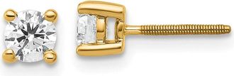 Diamond2Deal 14k Gold 1/2 ct Round Lab Grown Diamond Stud Earrings Screw Back VS Clarity, D-E Color