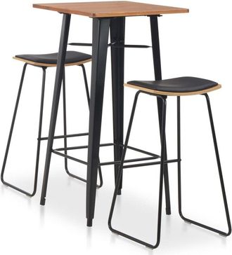 vidaXL Vidaxl - Conjunto De Mesa Alta Y Taburetes 3 Piezas Acero Negro
