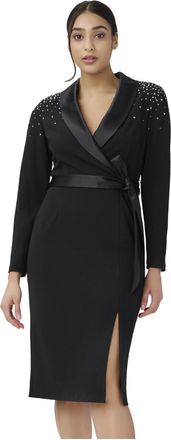 Adrianna Papell Womens Embellished Tuxedo Midi Dress - Black - Size 8 UK
