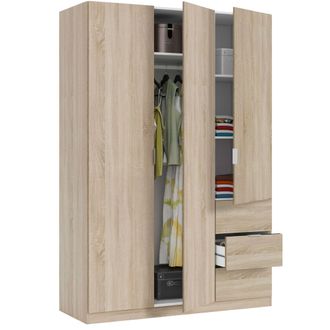 Habitat et Jardin Armario 3 Puertas - Dormitorio Roble Marr&oacute;n 52x135 Cm