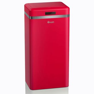 SWAN Swka4500rneu Cubo De Basura Cocina Autom&aacute;tico, Sensor De Movimiento, 45l, Met&aacute;lico, Papelera Reciclaje Rojo