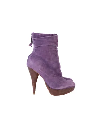 Balmain Pre-owned Womens High Heel Ankle Boots in Purple Suede - Violet - Size UK 3
