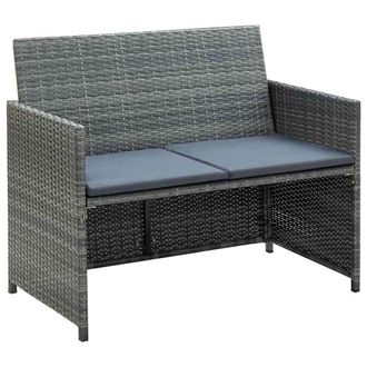 vidaXL Vidaxl - Sof&aacute; De Jard&iacute;n 2 Plazas Con Cojines Rat&aacute;n Sint&eacute;tico Gris