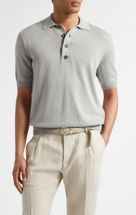 Eleventy Cotton & Cashmere Polo in 80 Clay at Nordstrom, Size Xxx-Large