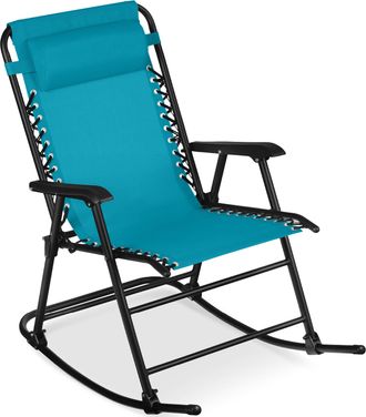 Best Choice Products Folding Outdoor Zero Gravity Rocking Lounge Chair w/ Headrest Pillow