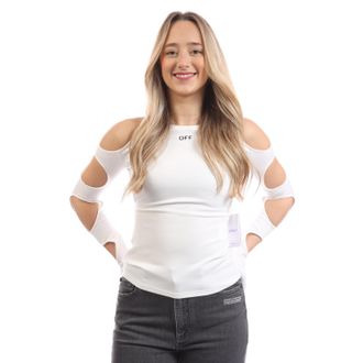 Off-white Off White Sleek Gaten Top met lange mouwen in Wit Zwart voor dames
