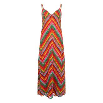 Valentino Garavani Maxi Dresses, female, Multicolor, Size: S Long Sleeveless Zigzag Dress