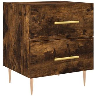vidaXL Vidaxl - Mesita De Noche Madera Ingenier&iacute;a Roble Ahumado 40x35x47,5 Cm