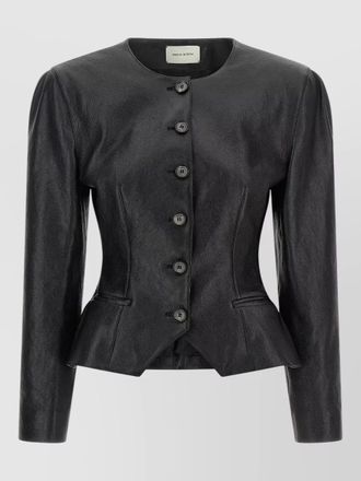 Magda Butrym peplum blazer round neck fitted silhouette