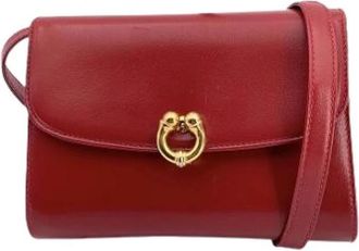 Gucci Pre-owned Vintage Rode Leren Goudkleurige Push Lock Schoudertas - Dames - Vintage Schoudertas - Rood - ONE Size - Leer - Vintage