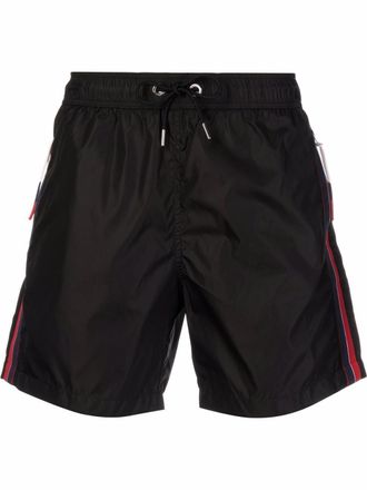 Moncler logo-patch swim trunks - Black