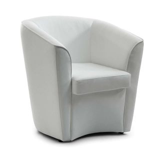 Dmora Sill&oacute;n Dabbiat, Sill&oacute;n, 100% Made In Italy, Sill&oacute;n Relax En Ecopiel, 70x60h74cm, Blanco - Dmora