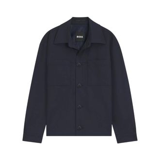 HUGO BOSS Relaxed-fit Overshirt - male - Boss - Light Jackets - Blue - M - Jackets