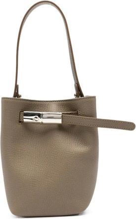 Longchamp Tassen, Dames, Groen, ONE Size, Leer, Le Roseau Bucket Bag