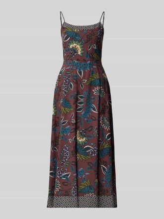 Zero Midikleid aus Viskose-Mix mit Spaghettitr&auml;gern in Dunkelbraun, Gr&ouml;&szlig;e 34