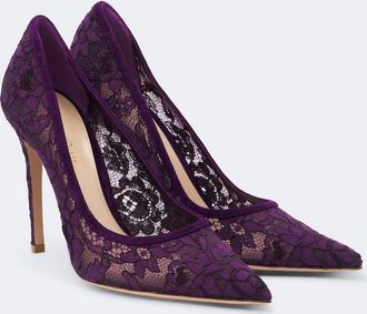 Gianvito Rossi Salones Claudia de encaje con ante