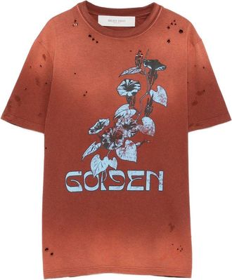 Golden Goose Journey Ws T-shirt Regular Dyed Gauze Jersey Vintage Treatment With Print