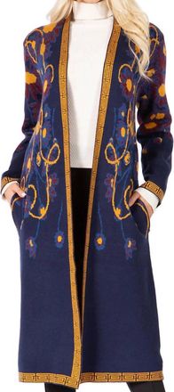 Vertigo Paris Long Sleeve Cardigan In Navy Blue Multi