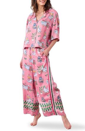 Printfresh Cosmic Satin Pajamas in Pink Polish at Nordstrom, Size X-Small