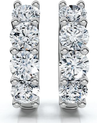 Pompeii3 2Ct Diamond Hoops Small 14k White or Yellow Gold Lab Grown 5/8 Tall