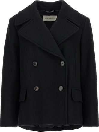 Dries Van Noten Vafel Coat - Dames - Blazers - Zwart - XS - Katoen - Jassen