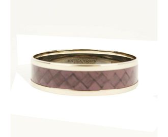 Bottega Veneta Womens Purple Enamel Metal Woven Print Gold Bracelet (Small)