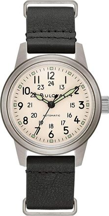 Bulova Hack Automatic Leather NATO Strap Mens Watch