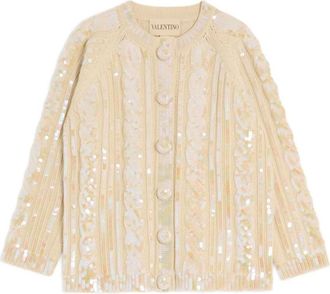 Valentino Garavani Cardigan in lana con paillettes - Toni neutri