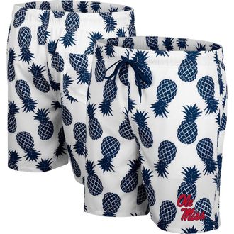 Colosseum Mens Colosseum White/Navy Ole Miss Rebels Pineapple Swim Shorts at Nordstrom, Size Xx-Large
