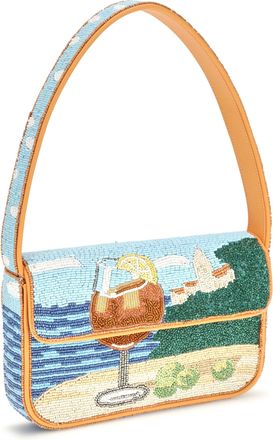 Staud Womens Tommy Beaded Shoulder Bag Sunset Spritz Rayon
