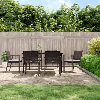 vidaXL Juego Comedor Jard&iacute;n 7 Piezas Y Cojines Rat&aacute;n Sint&eacute;tico Y Acero Vidaxl