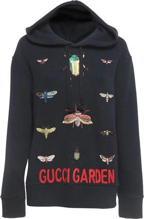 Gucci Felpa con ricamo e cappuccio - Nero
