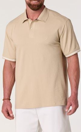 Nautica Big & Tall Compact Seersucker Polo Shirt in Mushroom at Nordstrom, Size Xxx-Large