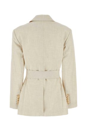 C & M Camilla and Marc Womens Sand Stretch Polyester Blend Floris Blazer Ivorymarle Giacche E Gilet
