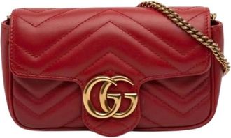 Gucci Pre-owned Mini Bags, female, Red, Size: ONE SIZE Pre-owned Quilted Crossbody Bag