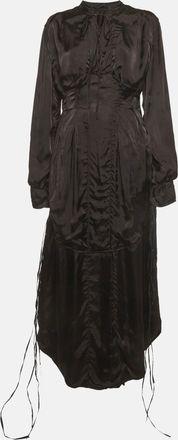 Jil Sander Black Satin Pleated Maxi Dress