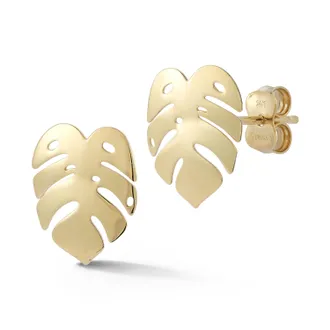 Ember Fine Jewelry 14K Gold Banana Leaf Studs
