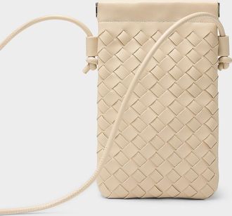 Simons Womens Basketweave faux-leather phone clutch