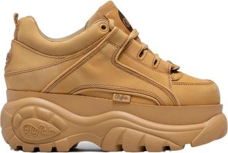 Buffalo Nubuck Leren Veters Rubberen Zool Schoen - Dames - Sneakers - Beige - 39 EU - Su&egrave;de - Schoenen