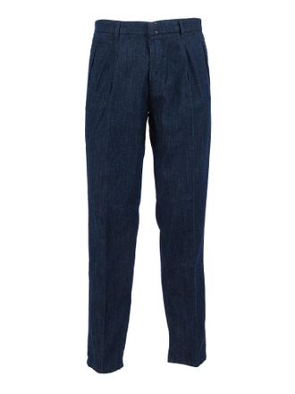 Incotex Indigo Tailored Cotton Linen Straight-Leg Pants